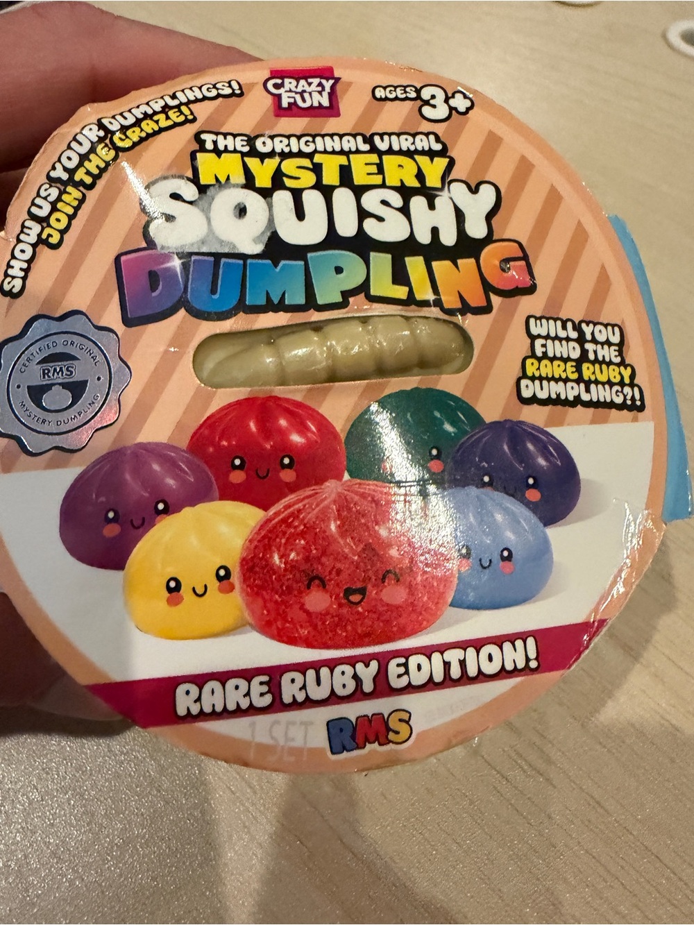 Mystery Squishy Dumpling Kids Toy - Rare Ruby Edition (Red)